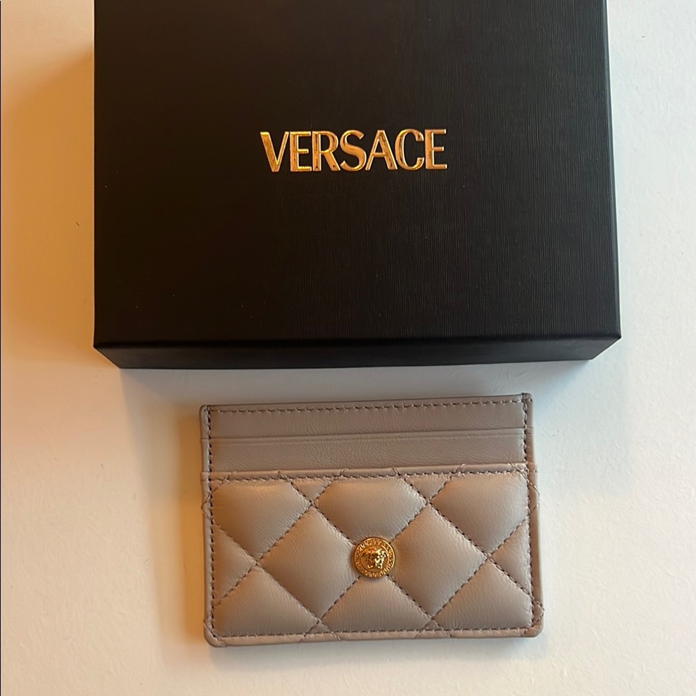 Versace Beige Quilted Card Holder